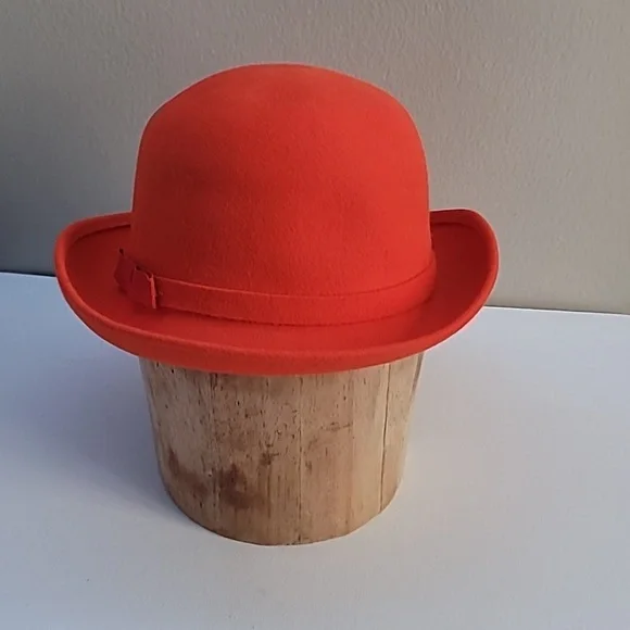 Vintage Doeskin Felt Wool Hat Orange Red - Picture 2 of 7